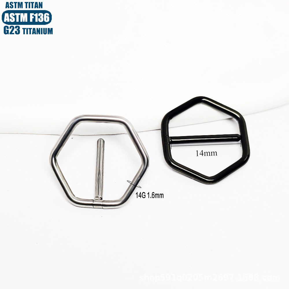 F136 Titanium Alloy Nipple Ring - 14G Hexagonal Zircon Nipple Piercing Jewelry for Men and Women - Image 3
