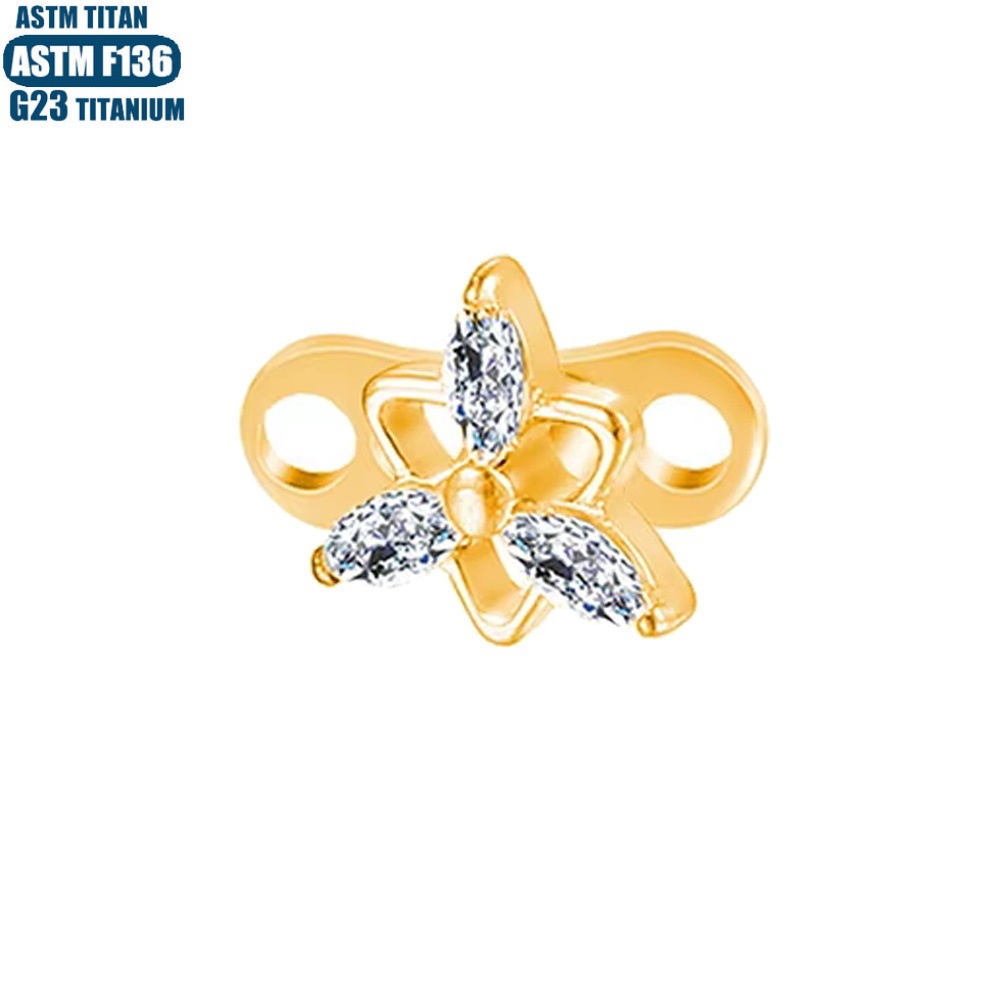 F136 Titanium Alloy Triangle Flower-shaped Internal Thread Dermal Anchor Subcutaneous Implanted Body Jewelry - Image 2
