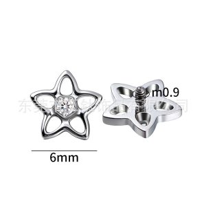 G23 Titanium Alloy Cartilage Ear Stud with Small Flower Design and Zircon Inlay – Star Shape Body Piercing Jewelry