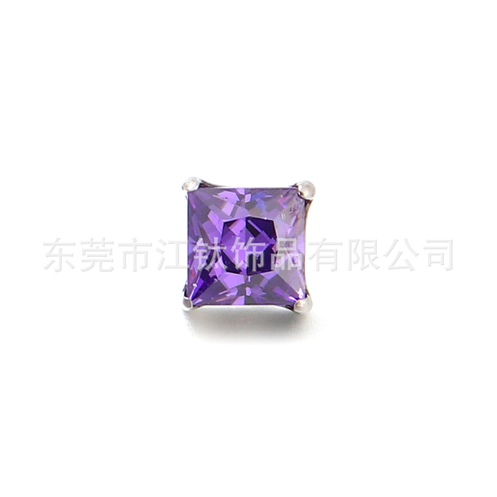 G23 Titanium Alloy Square Inlaid Zircon Earring - Cartilage Piercing Jewelry - Image 5