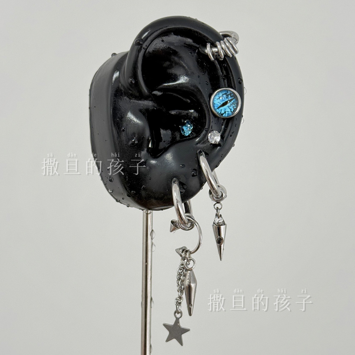 Punk Earrings Blue Devil Starburst Niche Design Hot Girl Star Earrings Ear Bone Studs Titanium Steel Ear Jewelry - Image 4