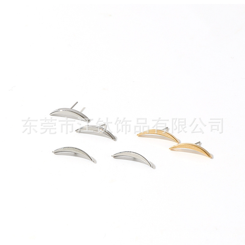 G23 Titanium Ear Cartilage Stud Small Crescent Willow Leaf Shape Body Piercing Jewelry - Image 2