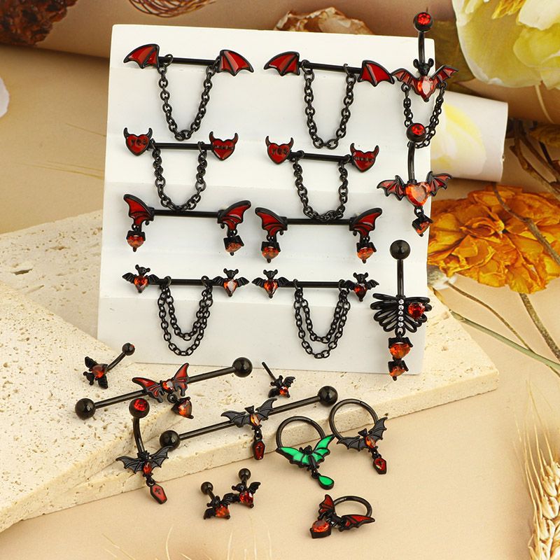 Geometric Bat Nose Ring Inverted Belly Button Ring Stainless Steel Earrings Body Piercing Jewelry - Image 3