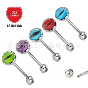 G23 Titanium Cat Eye Tongue Stud Drop Oil Pupil Cross-border Tongue Piercing Jewelry Lip Stud Earrings