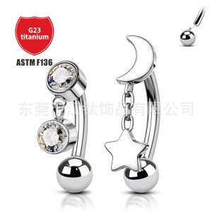 F136 Titanium Moon Pendant Earrings for Eyebrow Rook Piercing - Custom G23 Alloy Body Jewelry