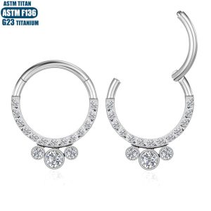 G23 Titanium Hinge Zircon Nose Ring Seamless Open Ring Conch Cartilage Earring