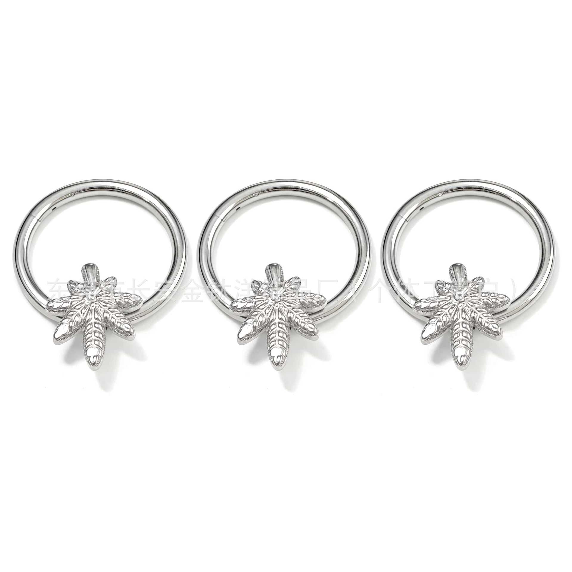 F136 Titanium Leaf Seamless Open Ring Septum Nose Ring Earrings Ear Studs Piercing Jewelry - Image 5