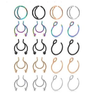 Stainless Steel Nose Ring Lip Ring Earring Set - Geometric Style Body Piercing Jewelry