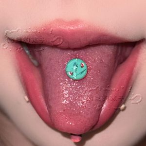 Satan's Child Bulbasaur Tongue Barbell 20mm 1.6mm Titanium Steel Tongue Ring Piercing Jewelry