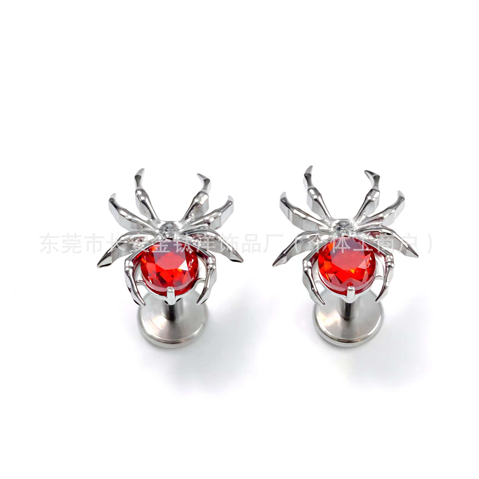F136 Titanium Red Spider Bezel Fireworks Zirconium Earrings Cochlear Nails G23 Titanium Alloy Body Piercing Jewelry Ear Bone Nails - Image 2