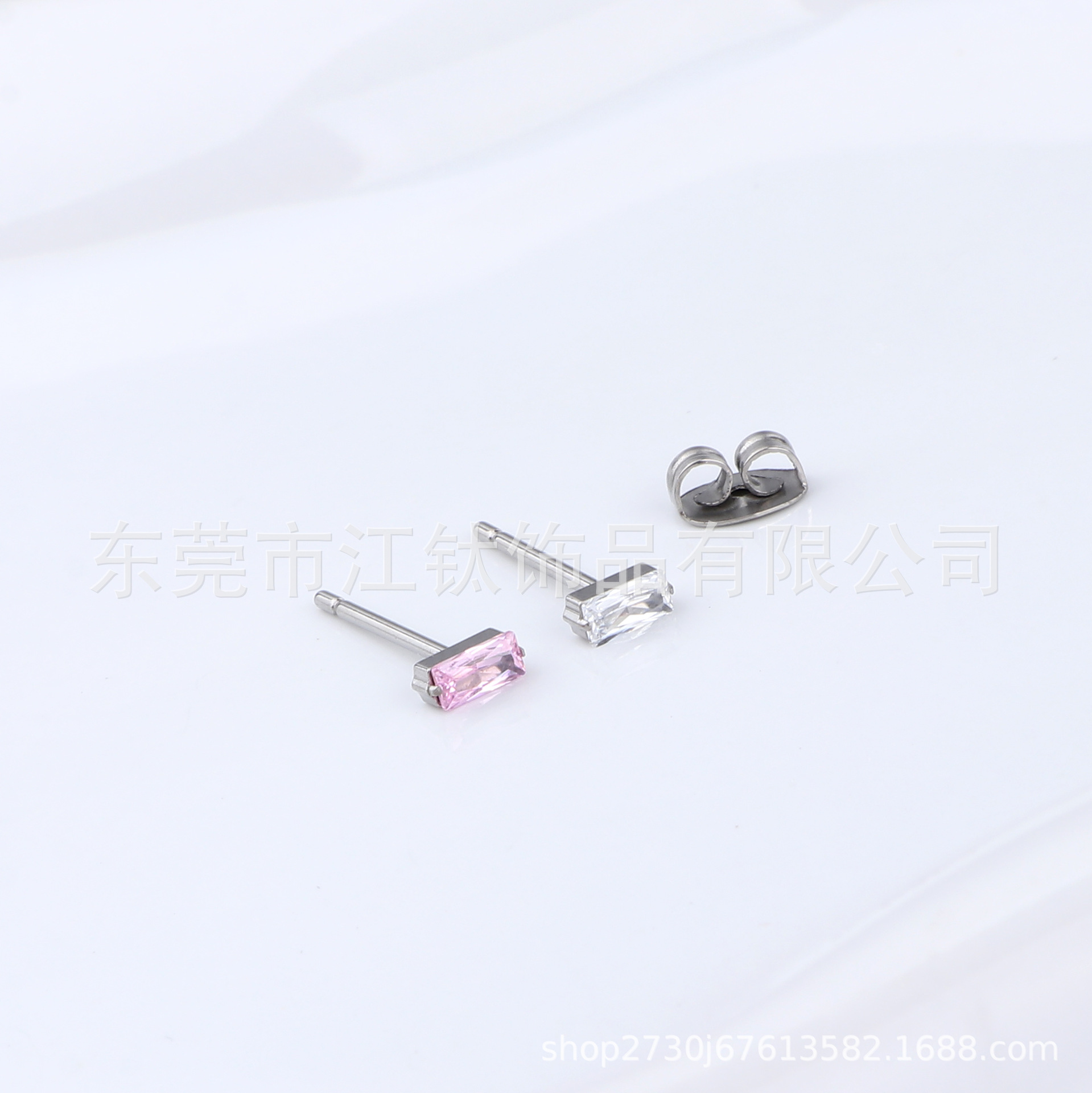 G23 Titanium ASTM F136 Ear Bone Nail Square Inlaid Zircon Butterfly Buckle Body Piercing Earring - Image 3