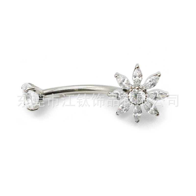 G23 Titanium Gold Flower Navel Ring with 5A CZ - Internally Threaded Belly Button Piercing Jewelry - Image 5