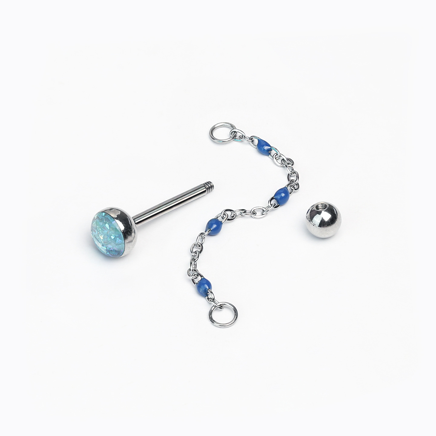 Green Diamond-Studded Chain Tongue Ring, Removable Sparkling Barbell, Hot Girl Style Sweet and Cool Piercing Jewelry, Wholesale - Image 4