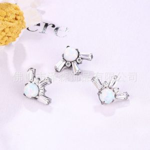 F136 Titanium Opal Snowflake Earrings - G23 Titanium Lip Studs for Piercing