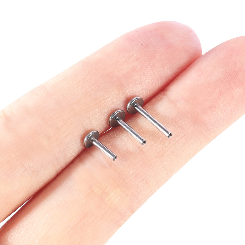 Customized G23 Titanium Internally Threaded Lip Nail Rod 16G (1.2mm) Flat Bottom Labret Stud for Tongue Ear Piercing - Image 4