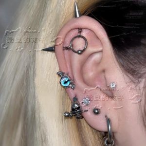 Satan's Child Magic Boy Series Ear Bone Nails - Devil Skull Earrings for Cartilage, Lobe, Cochlea