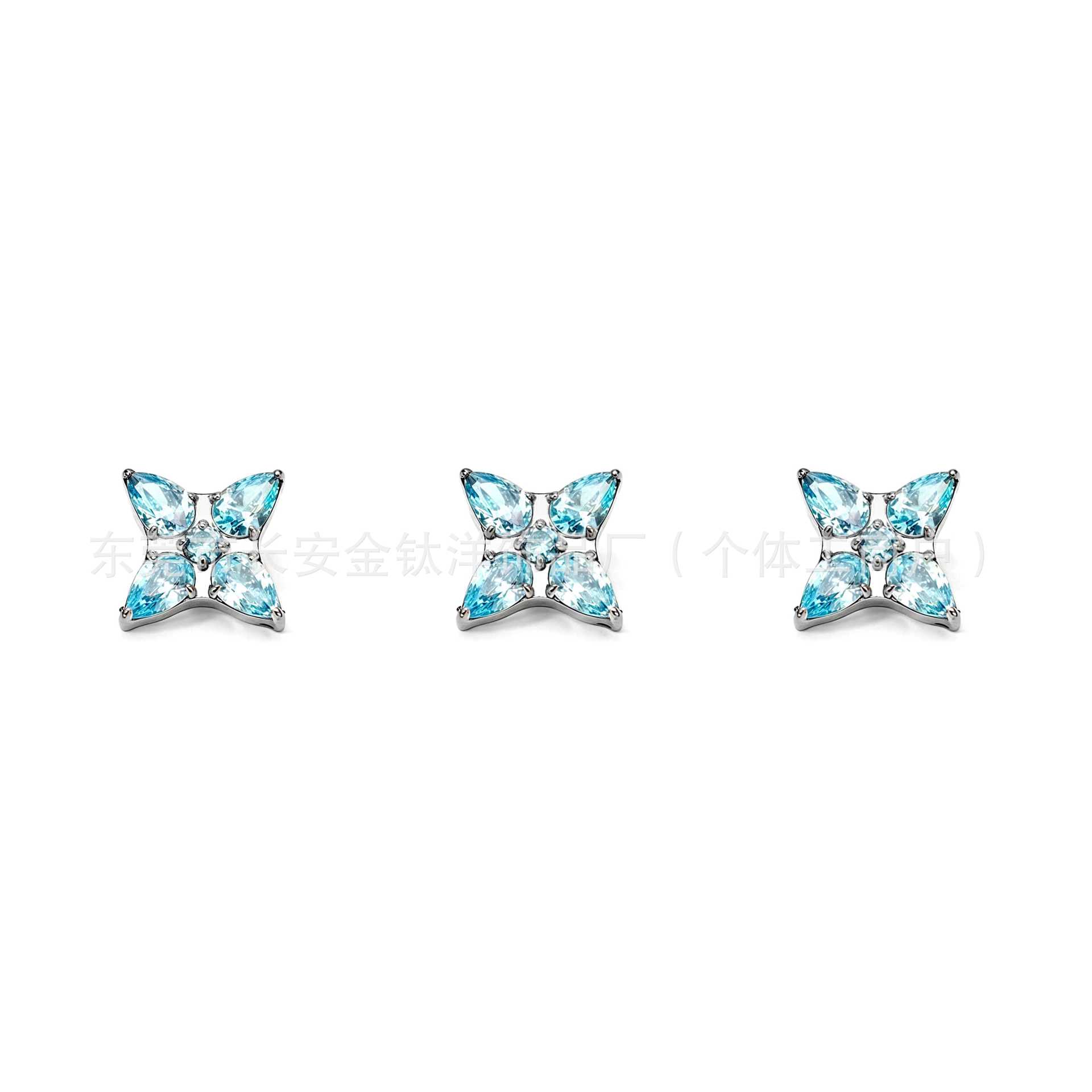 ASTM F136 Titanium Water Drop Eight-Pointed Star Earrings, Zircon Inlay Lip Studs, Nose Studs, Ear Bone Piercing Jewelry - Image 2