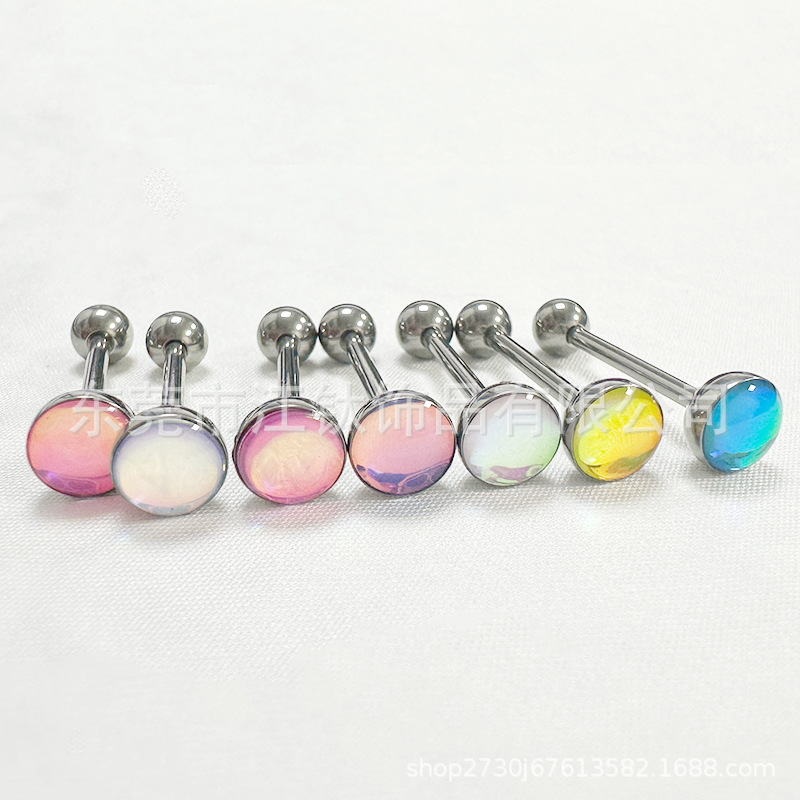 G23 Titanium Tongue Barbell Flash Film Drop Oil Multi-Color Gradient Tongue Ring Body Jewelry - Image 4