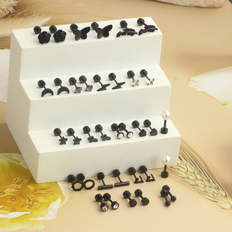 Gold Heart-Shaped Mini Stud Earrings Stainless Steel Geometric Cake Studs for Women - Image 4