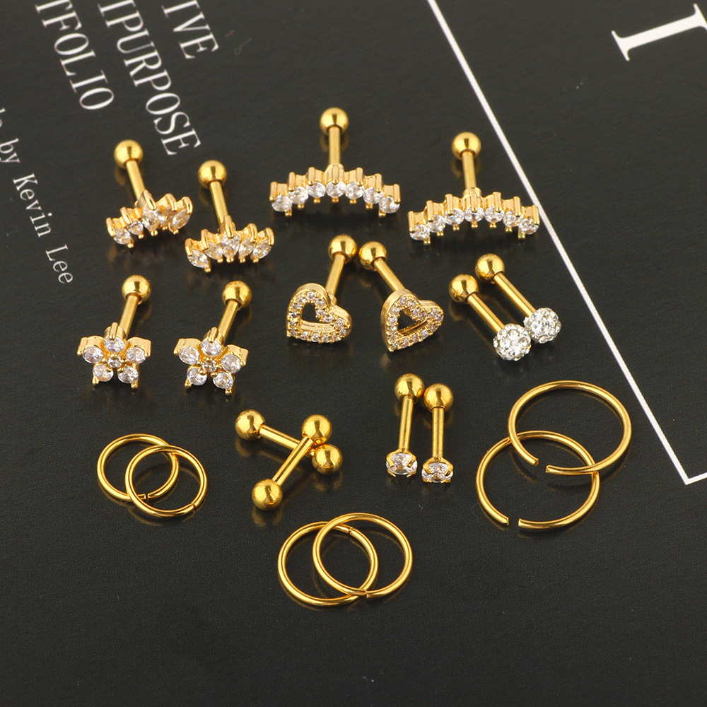 Amazon Zircon Thread Earrings for Women Stainless Steel Piercing Earrings Ear Bone Nail Cartilage Tragus - Image 4