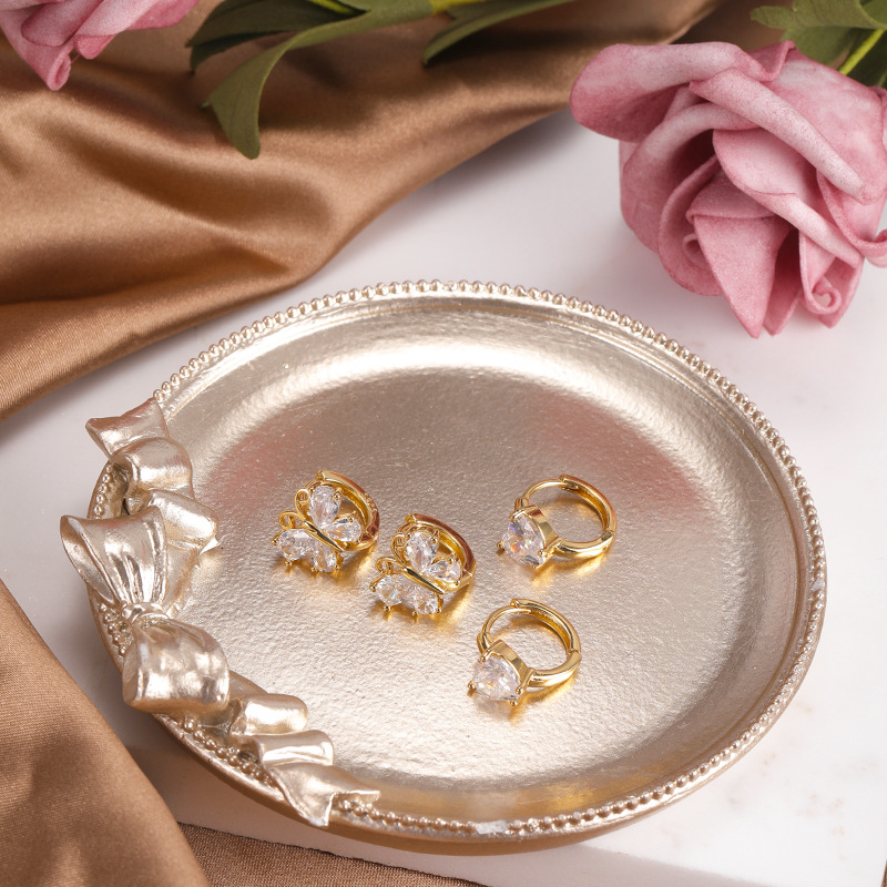 2022 New Inlaid Zircon Copper Earrings Simple Elegant Butterfly Diamond Earrings for Women - Image 4