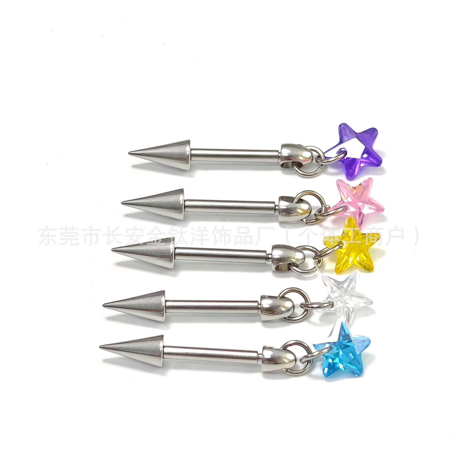 F136 Titanium Inner Tooth Pointed Cone Five-Pointed Star Pendant Earrings - Devil Nail Ear Bone Nail G23 Titanium Alloy Piercing Jewelry - Image 5