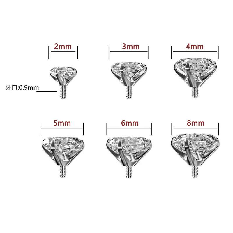 Colorful G23 Titanium Alloy Gem Ear Studs Internally Threaded 18G Flat Back Labret for Lip, Nose, Cartilage Piercing - Image 2