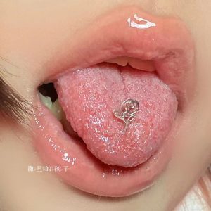 Tongue Nail Titanium Steel Tongue Ring Hot Girl Sweet Cool Tongue Nail Human Body Piercing Jewelry for Amazon