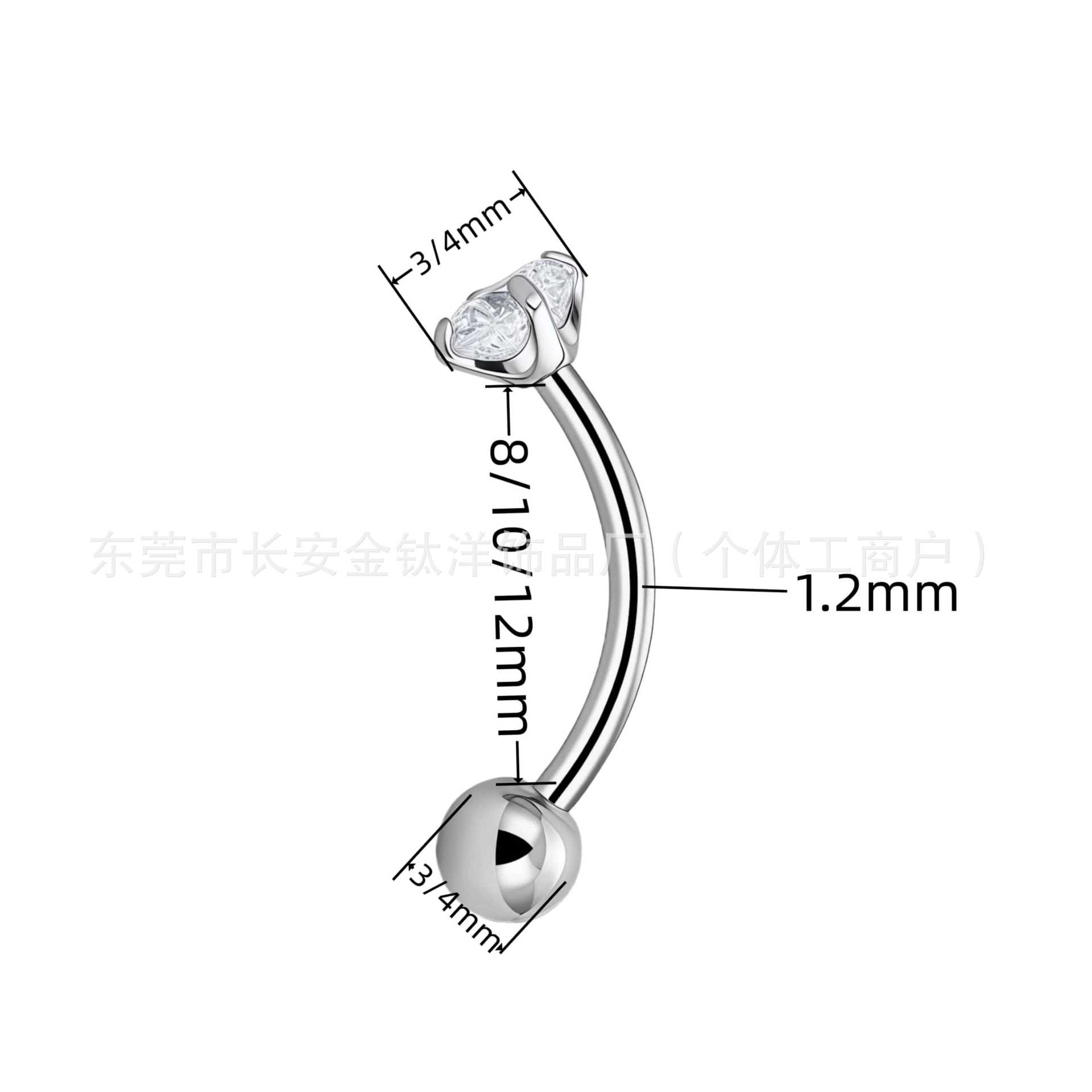 F136 Titanium Inner Thread Curved Barbell Claw Set Zircon Eyebrow Nail Ear Bone Nail Body Piercing Jewelry - Image 3