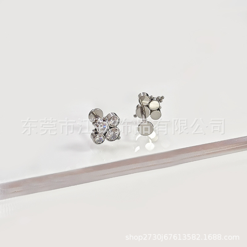 G23 Titanium Lip Piercing Stud with 5A Zircon, 1.2mm x 12mm Labret Lip Nail Earring - Image 2