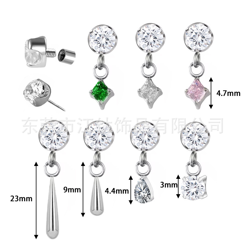 G23 Titanium Ear Stud Welding Ring Pendant Cartilage Piercing Jewelry Earring - Image 5