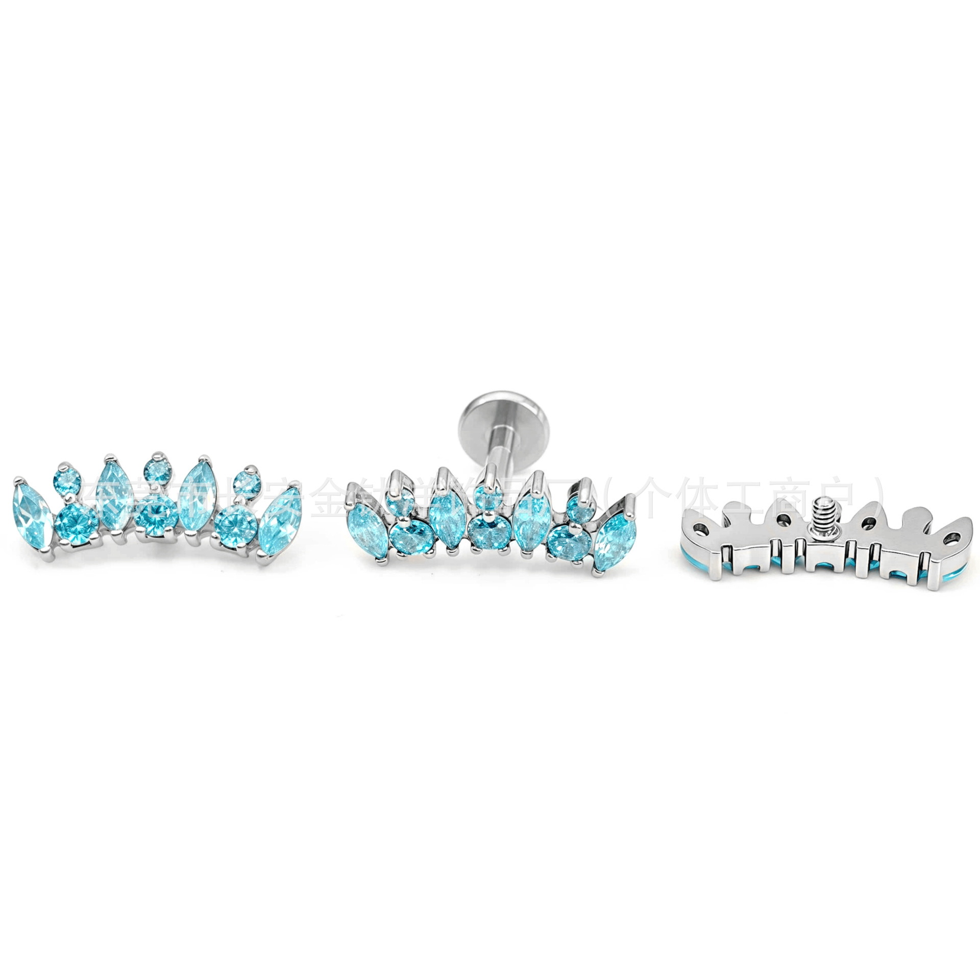 F136 Titanium Internal Thread Full Diamond Crown Zircon Earrings Cochlear Nail Ear Bone Nail G23 Titanium Alloy Piercing Jewelry - Image 4