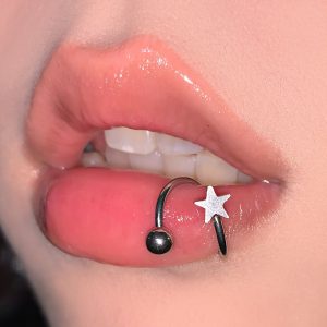 Five-Pointed Star Love S-Shaped Lip Ring Steel Titanium External Thread Star Peach Heart Ear Bone Nail S Ring Lip Nail Hot Girl Puncture Wholesale
