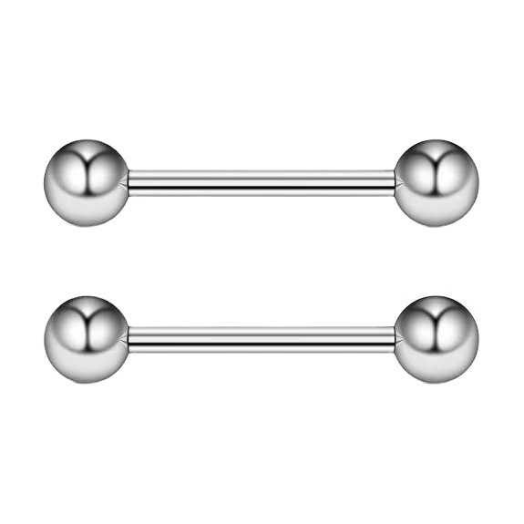 G23 Titanium 14G 40mm Externally Threaded Straight Barbell with 5mm Balls for Tongue, Ear, Nipple Piercing - Image 5