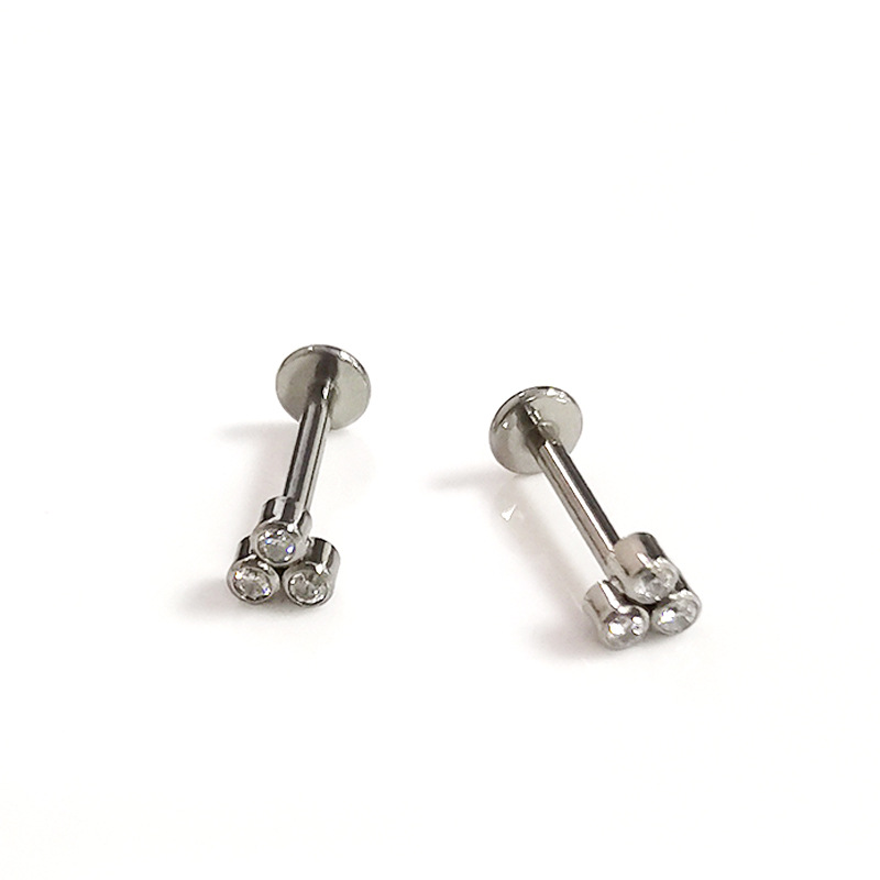 F136 Titanium Earring with 5A Zircon Inlaid Internal Thread G23 Titanium Alloy Cartilage Piercing Jewelry Ear Nail - Image 3