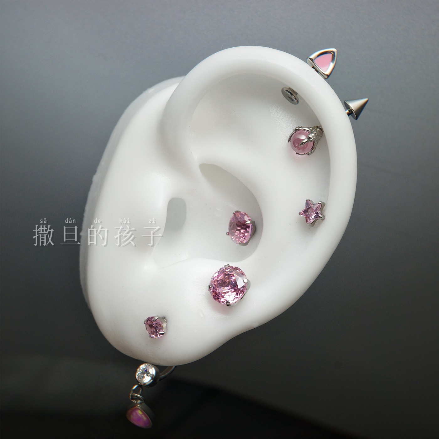 Satan's Child F136 Titanium Alloy Earrings Flashing Collection Sparkling Diamond Rose Cut Firework Cut Titanium Alloy Earrings - Image 4