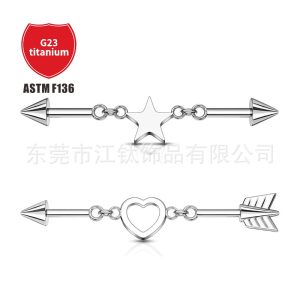 Titanium Ear Bridge Barbell Heart Piercing Jewelry ASTM F136 G23 Ti Alloy Custom Ear Bone Nails