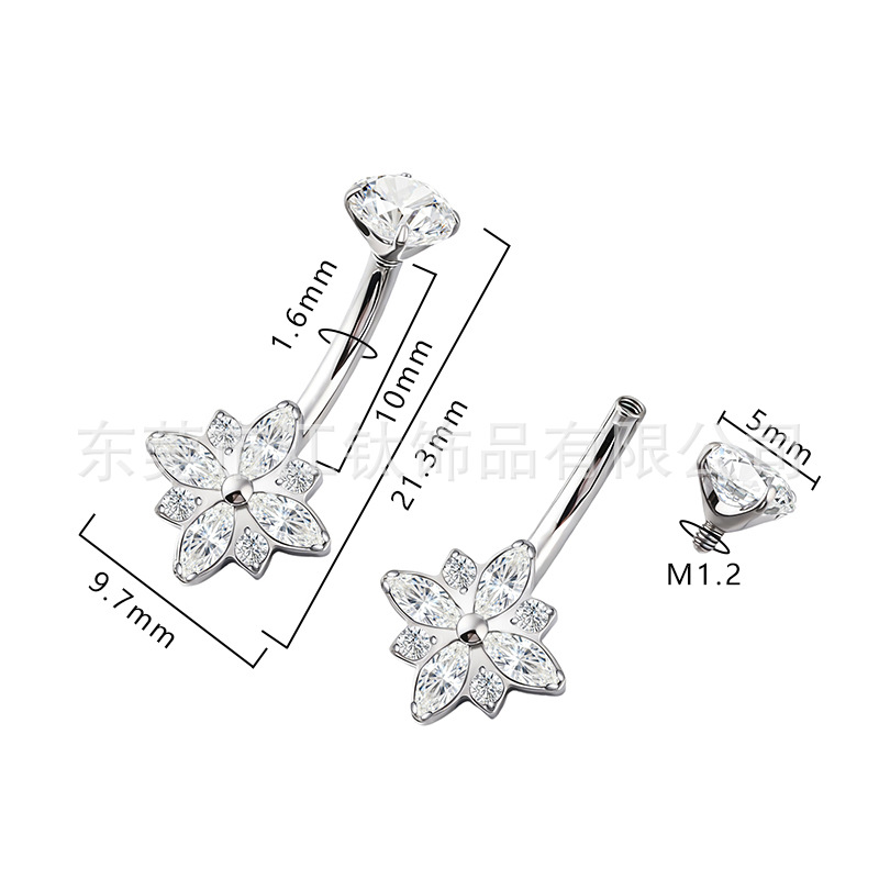 G23 Titanium Navel Ring Eight-Pointed Star Belly Button Piercing Jewelry - ASTM F136 - Image 2