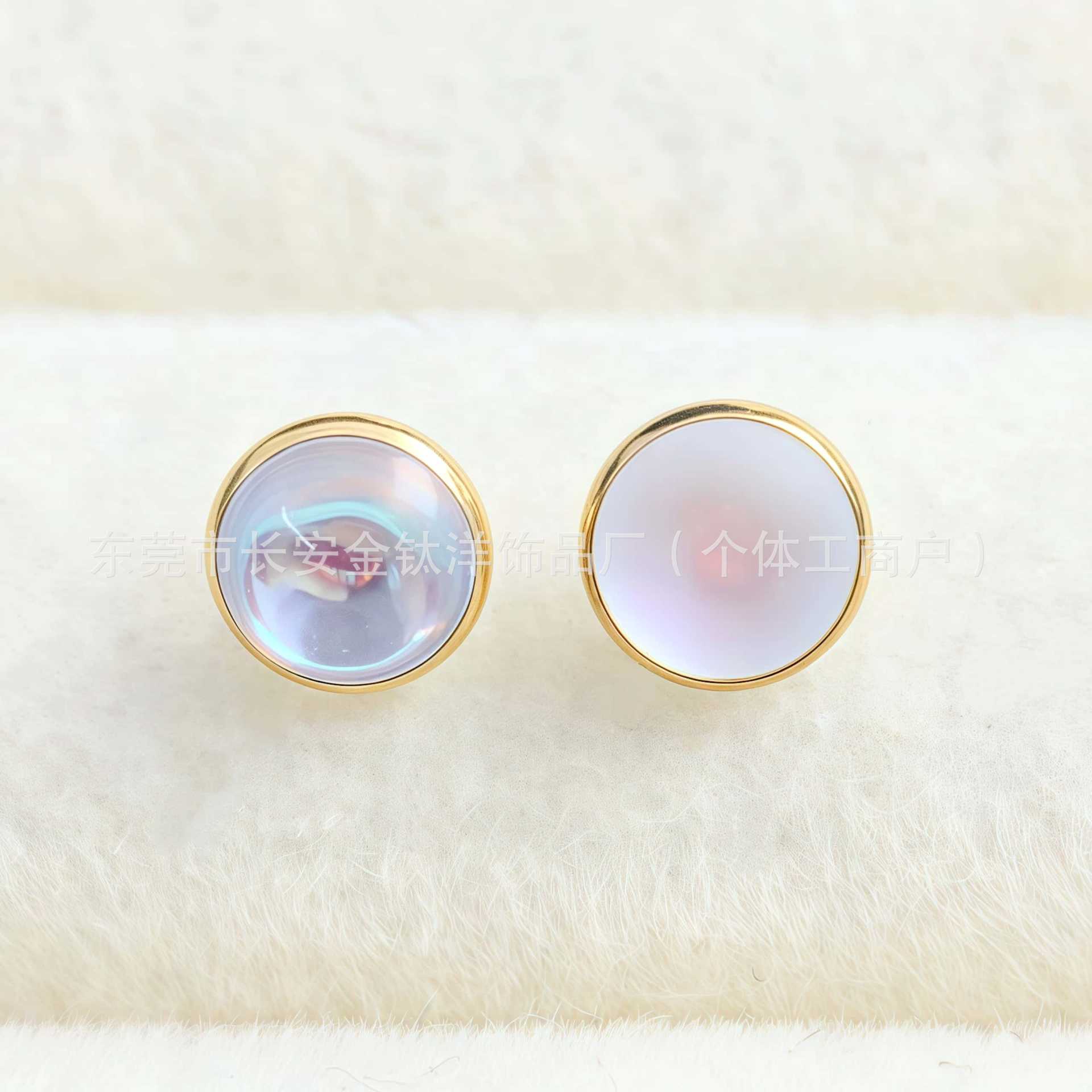 F136 Titanium 18K Gold-Plated Frosted Moonlight Opal Lip Stud Tongue Stud Ear Stud G23 Titanium Alloy Piercing Jewelry - Image 4