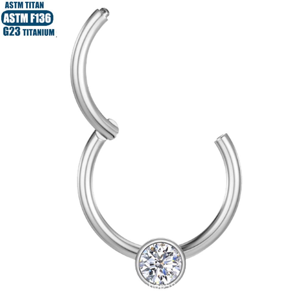 F136 Titanium Alloy Nose Ring Seamless Diamond Earrings Body Piercing Jewelry Tragus Cartilage Ring - Image 3