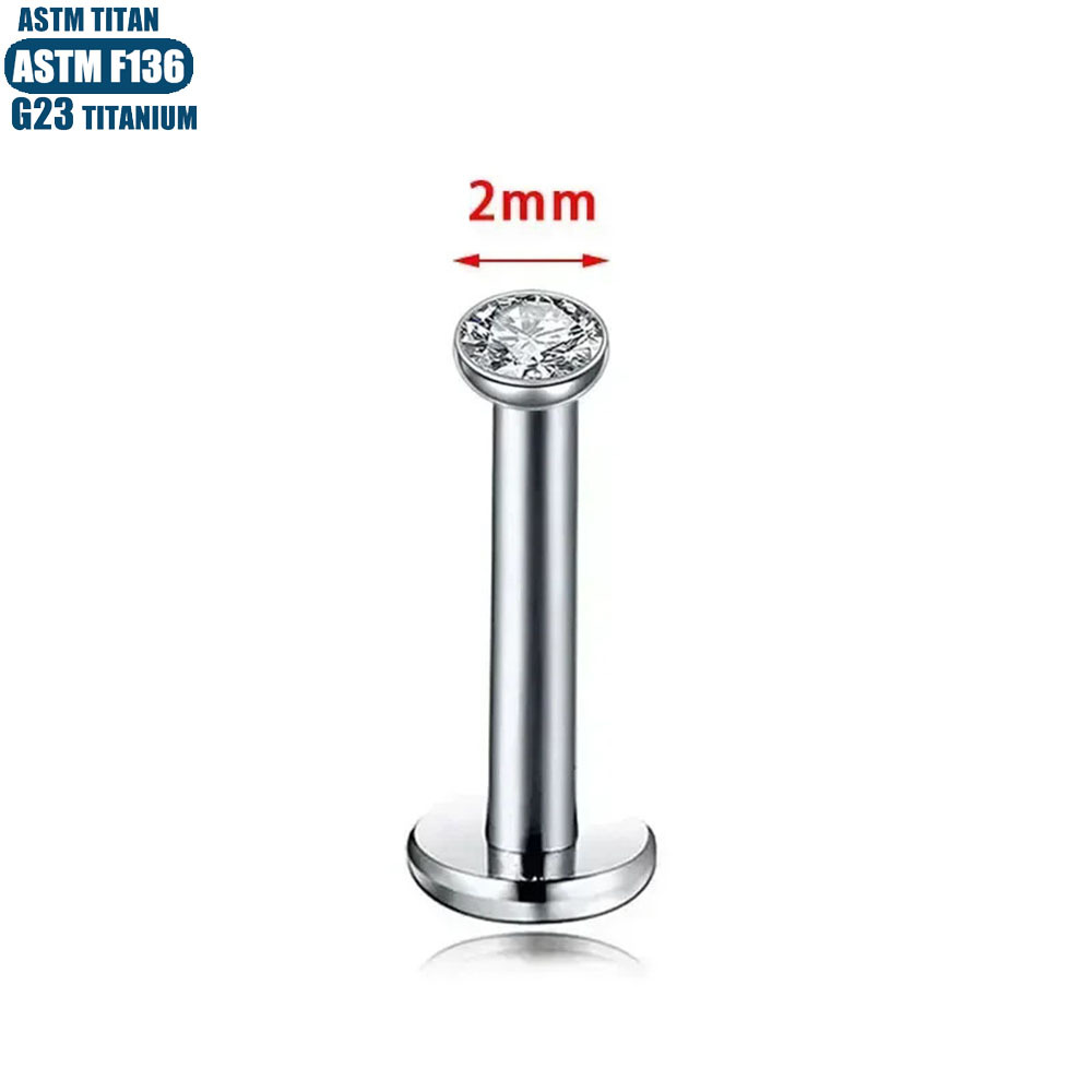 F136 Titanium Alloy Zircon Lip Nail Internal Spiral 16G Human Body Puncture Jewelry Ear Nail Diaphragm Earring - Image 2