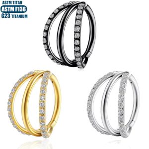 G23 Titanium Nose Ring Three-Layer Zircon Hinged Conch Shape Earring