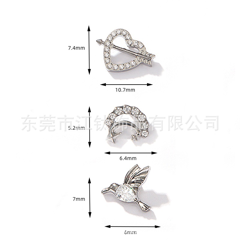 G23 Titanium Ear Cartilage Stud Moon Heart Bird Inlaid Zircon Gold Body Piercing Jewelry 14G - Image 5