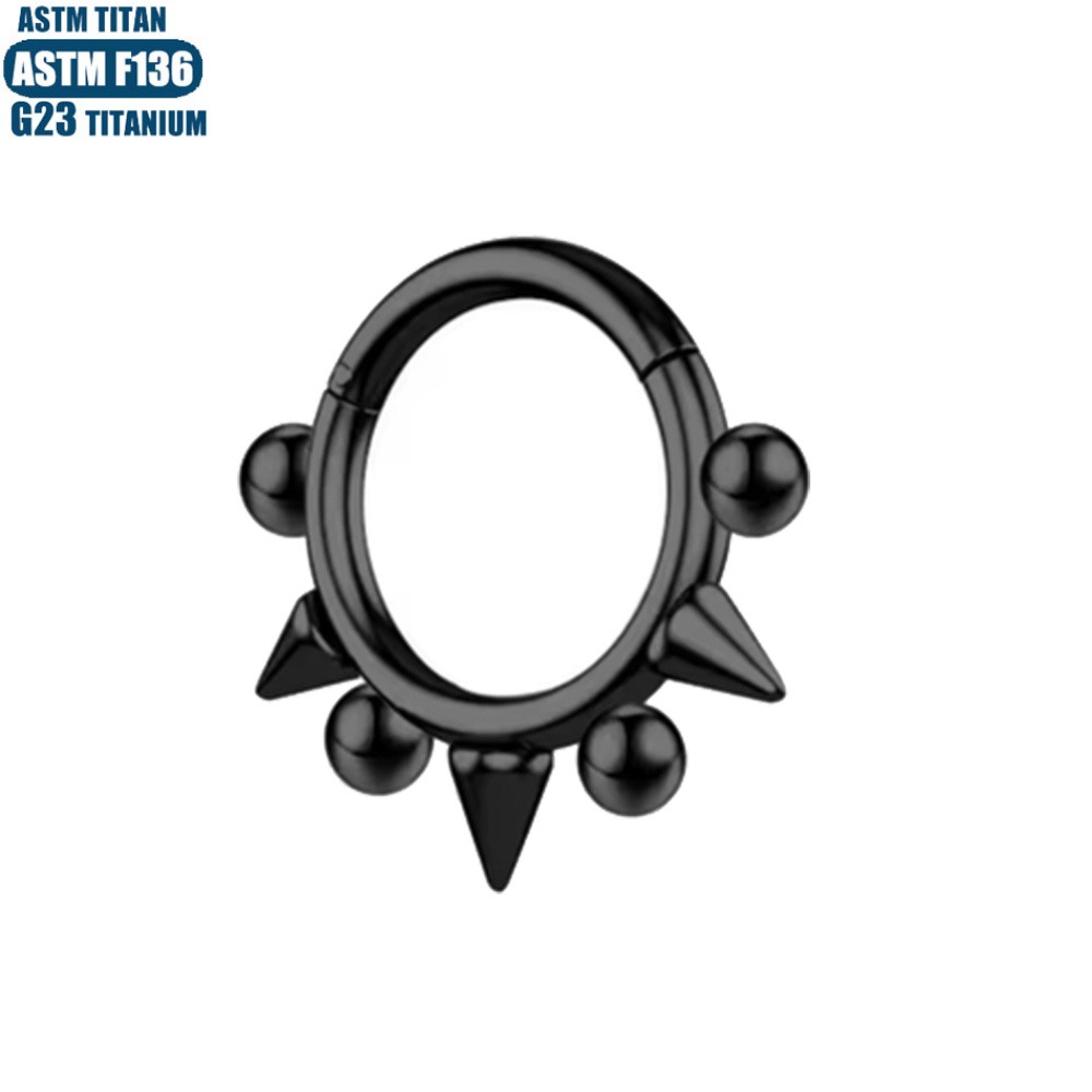 F136 Titanium Alloy Pointed Welding Beads Nose Ring Septum Piercing Jewelry Wholesale Black 1.2x12mm - Image 4