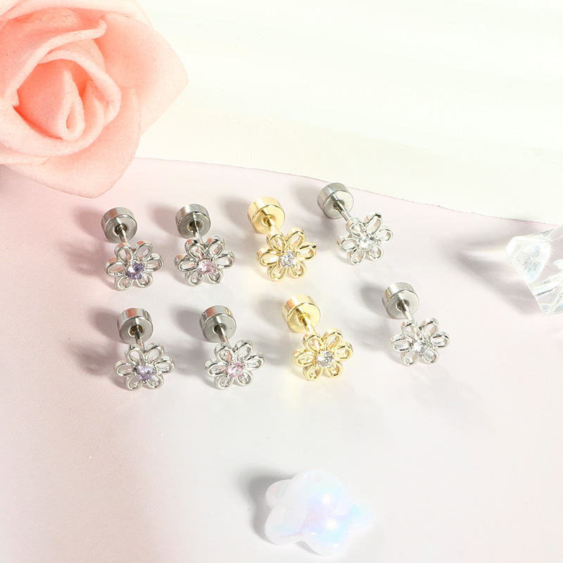 Fashion Diamond Zircon Leaf Earrings for Women - Stainless Steel Colorful Mini Ear Accessories - Image 2