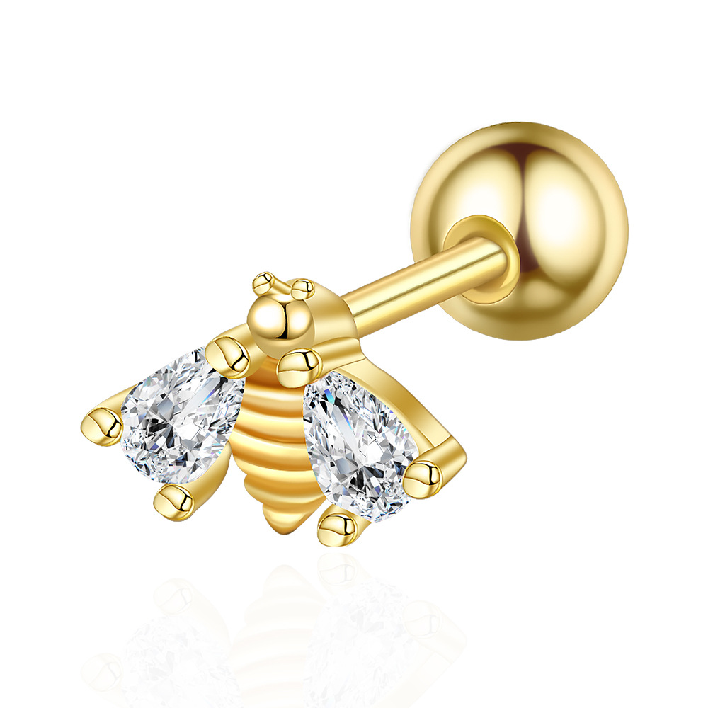 Gold Bow-Knot CZ Zircon Belly Ring, Simple Geometric Navel Jewelry for Women - Image 4