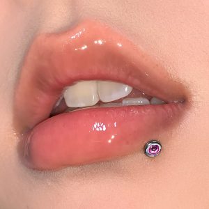 Pink Love Bubble Lip Labret Stud Titanium Steel Internally Threaded Gradient Colorful Hot Girl Style Lip Piercing Jewelry Wholesale