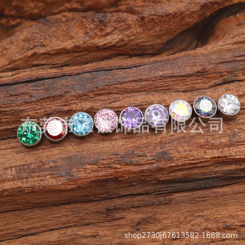 F136 Titanium Lip Stud with 5A Zircon Ear Studs - G23 Titanium Alloy Body Piercing Jewelry Ear Bone Stud Accessories - Image 2