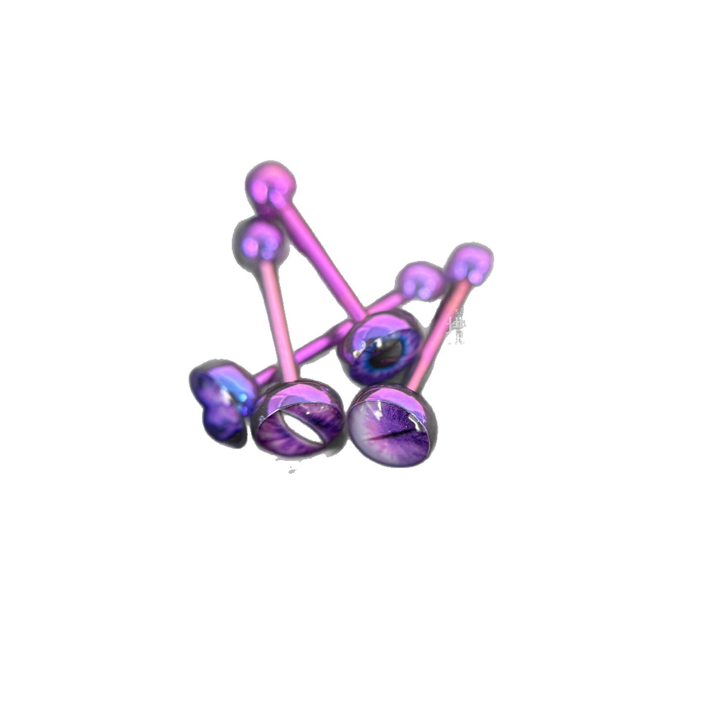 F136 Titanium Tongue Piercing - 85V Purple Cat Eye Internally Threaded Tongue Barbell - Image 5