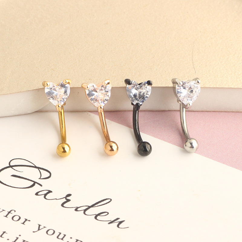 16G Zircon Big Love Heart Ear Nail Screw Ball Arc Earrings European American Piercing Jewelry Eyebrow Nail Eyebrow - Image 4